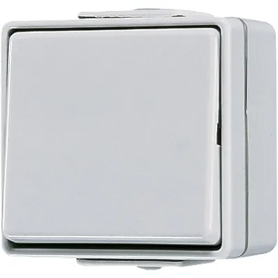 JUNG Wippschalter 606W Universal Aus-Wechsel | Wechselschalter IP44 | Aufputz | LED beleuchtet | Duroplast | Grau