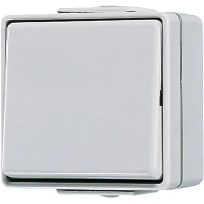 JUNG Wippschalter 606W Universal Aus-Wechsel | Wechselschalter IP44 | Aufputz | LED beleuchtet | Duroplast | Grau