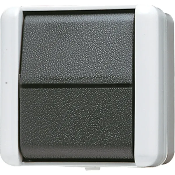 Jung Wippschalter 806W WG800 | Universal Aus-Wechsel | Aufputz | IP44 | LED beleuchtet | 10AX 250V | grau/anthrazit