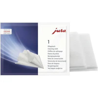 JURA Pflegetücher 62826 | Reinigungstücher für Kaffeevollautomat Impressa | 5er-Pack | sanfte Pflege | Weiß