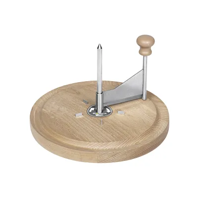 BOSKA Käseschaber Amigo 850511 | Käsehobel mit Glocke | Edelstahl/Buchenholz | Ø 23,5 cm | für Tête de Moine