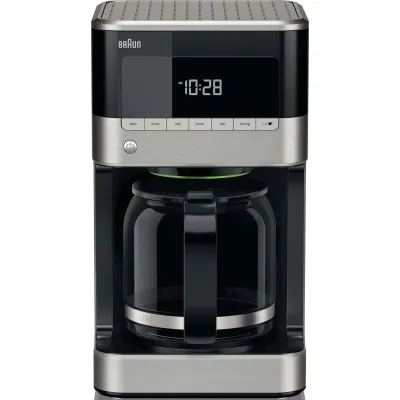 Braun KF 7120 Filterkaffeemaschine | PurAroma 7 | 12 Tassen | Timer | Glaskanne | Edelstahl/Schwarz | 1000W
