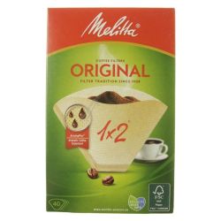 Kaffeefilter 1x2 für Melitta Kaffeemaschine 6626822 40 Stück, ungebleicht