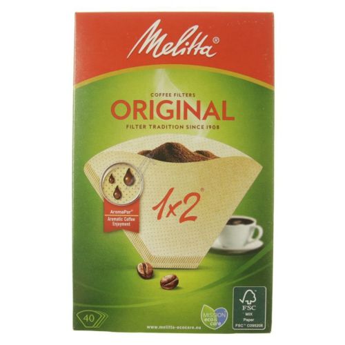 Bild: Kaffeefilter 1x2 für Melitta Kaffeemaschine 6626822 40 Stück, ungebleicht