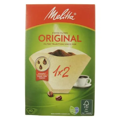 Kaffeefilter 1x2 für Melitta Kaffeemaschine 6626822 40 Stück, ungebleicht