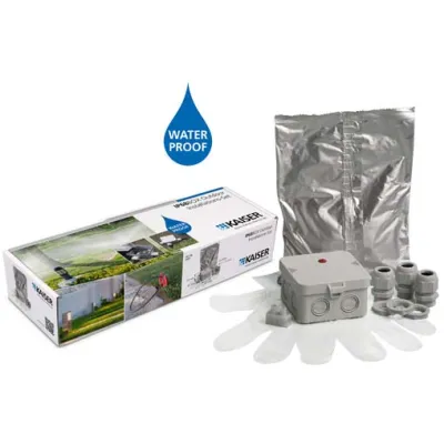 KAISER Outdoor Installations-Set 2521 IP68BOX | Abzweigdose IP68 | mit Gießharz | 95x95x55 mm | 6mm² | halogenfrei