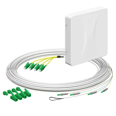 KAISER LWL-Anschlussdose 4252039 | Glasfaser-Teilnehmeranschluss Aufputz | 4x LC/APC Duplex | 10m Kabel | weiß RAL 9003