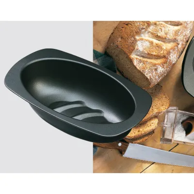 Kaiser Brotbackform oval 650302 | Brotform 32 cm | für 750g Brote | sauerteigbeständige Antihaftbeschichtung | anthrazit