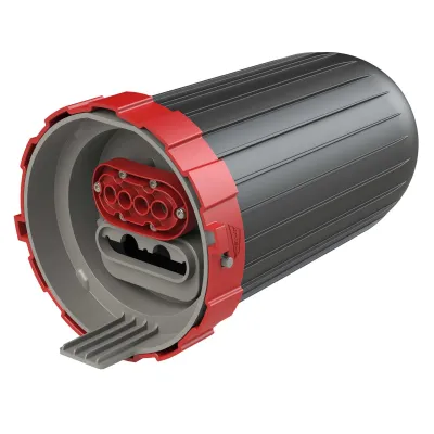 KAISER Haubenmuffe AT29295 | LWL-Spleißbox 24 Fasern | Fusionsspleiß | 4 Ausgänge | Kunststoff | IP68 | abschließbar