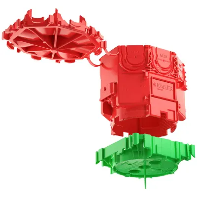 KAISER Decken-Verbindungsdose 1265-11 | Betonbau | Ø 60 mm | 2-teilig | Leuchtenhakenaufnahme | IP3X | Kunststoff | rot
