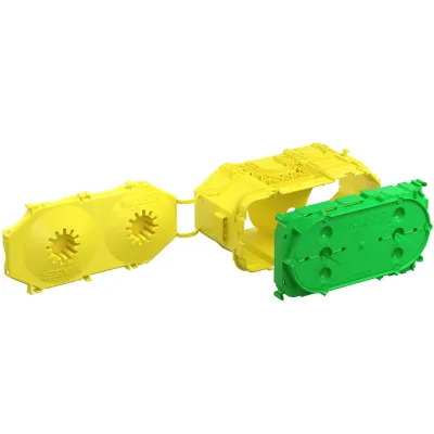KAISER Doppel-Geräte-Verbindungsdose 1269-01 | Betonbau | 2-teilig | 60x131 mm | Kunststoff | IP3X | halogenfrei | gelb
