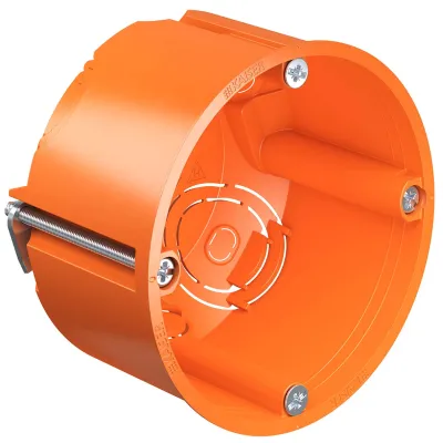KAISER Hohlwanddose 9063-32 | Schalterdose rund Ø68mm x 48mm | IP3X | Kunststoff | koppelbar | mit Schrauben | orange