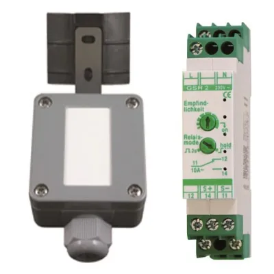 Kaiser Nienhaus Grenzwertschalter Regen 336400 | Regensensor für DIN-Hutschiene | 230V 2A | Markisenschutz | beheizt