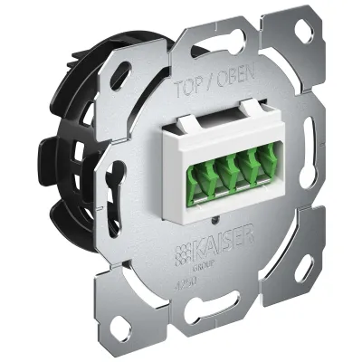 KAISER Teilnehmeranschlussdose 4250001 | Glasfaser UP 4xLC-Quad APC | Schraubbefestigung | Shutter | Weiß RAL 9003