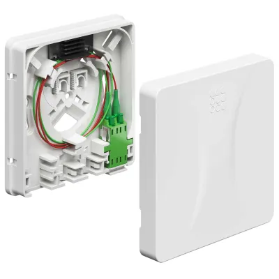 KAISER LWL-Anschlussdose 4252003 | Glasfaser AP | 2x LC/APC Duplex | spleißfertig | Shutter | weiß