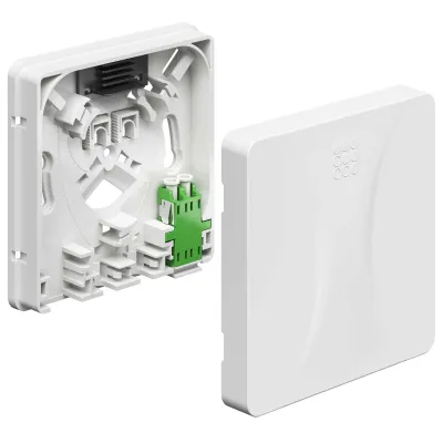 KAISER LWL-Anschlussdose 4252002 | Glasfaser | 2x LC-Duplex | AP-Montage | Weiß RAL 9003 | Staubschutz