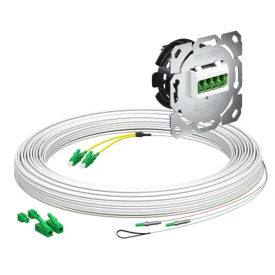 KAISER LWL-Anschlussdose 4250021 | Gf-TA E3S Connect | Unterputz | 2xLC-Quad | 20m | Kanaleinbau | Weiß RAL9003