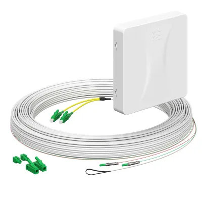 KAISER Gf-TA E3S Connect 4252037 | LWL-Anschlussdose | 2x LC/APC Duplex | 25m | Aufputz | unten | weiß