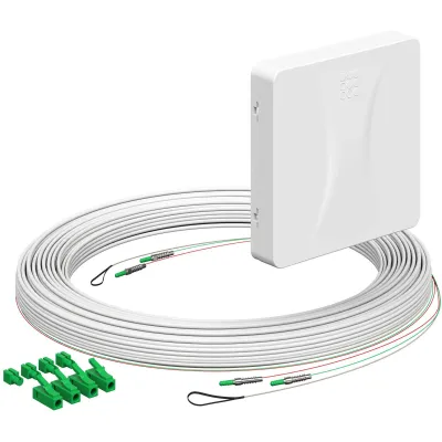 KAISER LWL-Anschlussdose 4252046 | Aufputz | 2x LC-Duplex | Gf-TA E3S Connect | 20m Kabel | Staubschutz | weiß RAL 9003