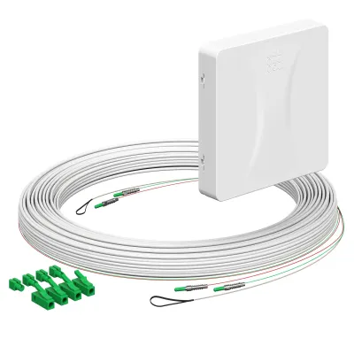 KAISER LWL-Anschlussdose 4252046 | Aufputz | 2x LC-Duplex | Gf-TA E3S Connect | 20m Kabel | Staubschutz | weiß RAL 9003