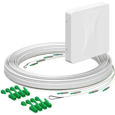 KAISER LWL-Anschlussdose 4252052 | 4x LC-Duplex | AP-Montage | 25m Kabel | Staubschutz Shutter | weiß RAL 9003