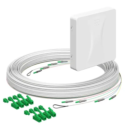 KAISER LWL-Anschlussdose 4252052 | 4x LC-Duplex | AP-Montage | 25m Kabel | Staubschutz Shutter | weiß RAL 9003