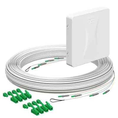 KAISER LWL-Anschlussdose 4252053 | AP Teilnehmeranschluss | 4x LC-Duplex | 30m Kabel | Staubschutz | weiß RAL 9003