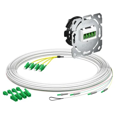 KAISER LWL-Anschlussdose 4250024 | Glasfaser Unterputz | 4x LC-Quad | 10m | Gf-TA E3S Connect | abgewinkelt | weiß