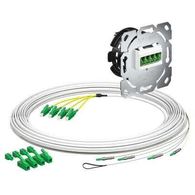 KAISER LWL-Anschlussdose 4250024 | Glasfaser Unterputz | 4x LC-Quad | 10m | Gf-TA E3S Connect | abgewinkelt | weiß