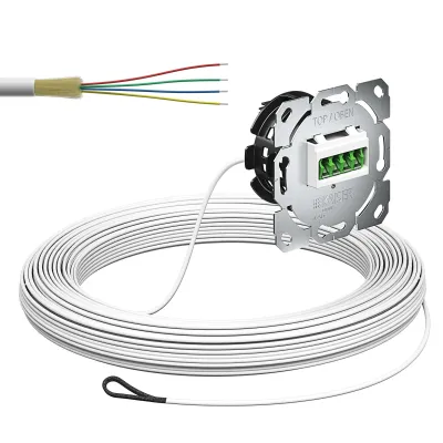 KAISER LWL-Anschlussdose 4250016 | Glasfaser UP | 4x LC-Quad | 30m Kabel | Kanaleinbau | weiß RAL9003
