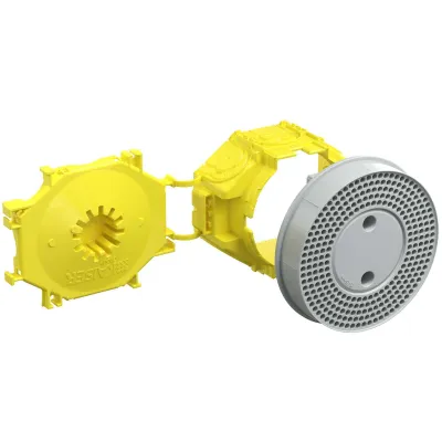 KAISER Universal-Wandauslass 1248-03 | Betonbau | 2-teilig | Ø 45 mm | Tiefe 67 mm | Kunststoff | halogenfrei | gelb