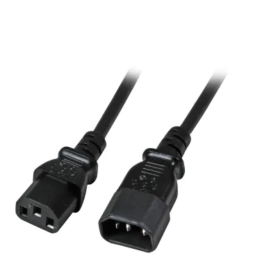EFB Elektronik Kaltgeräteverlängerung EK503.3 | Stromkabel C13 auf C14 | 3m | 3x1,00mm² | 10A 250V | schwarz