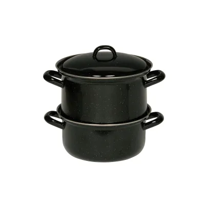 Riess Kartoffelkocher 0286-022 | Dämpfer 18 cm | 2 Liter | Emaille | Induktion geeignet | 3-teilig | Schwarz