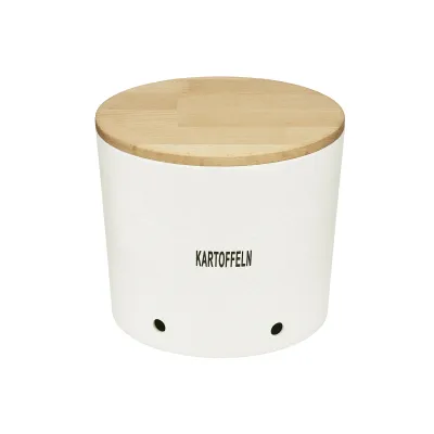 MAGU Kartoffeltopf Natur-Design | Bio-Kunststoff & Buchenholz-Deckel | 23x19 cm | spülmaschinengeeignet | urban grey