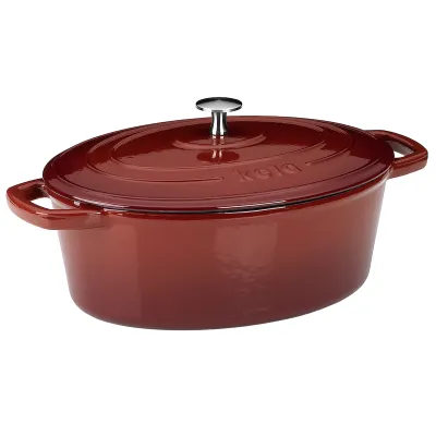 kela Bräter CALIDO 12860 | Gusseisen oval 4L | Induktion & Backofen | Emailliert | Spülmaschinengeeignet | Rot-Beige