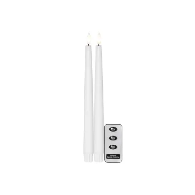 Star Trading LED Stabkerze 061-84 Flamme Slim | 2er Set | Echtwachs | Fernbedienung | Timer | 28,5cm | weiß