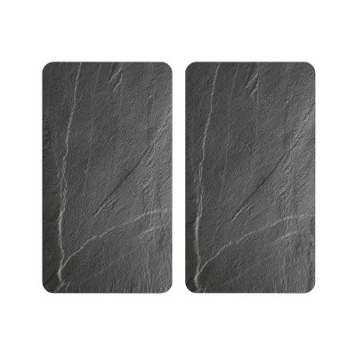 Kesper Glasschneideplatte 4000270375231 | 2er Set Herdabdeckplatte Schiefer-Design | 50x28,5 cm | ESG-Glas | klar