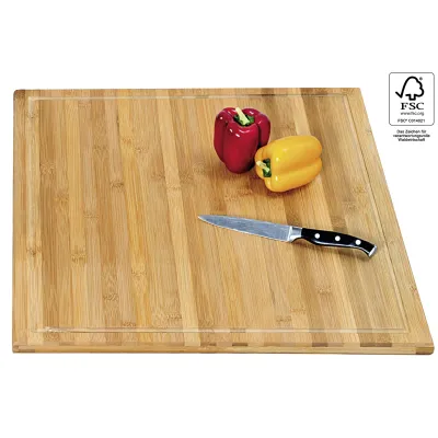 Kesper XXL Schneide- & Abdeckplatte Bambus FSC® | 56x50x4 cm | mit Saftrille | rutschfest | natur