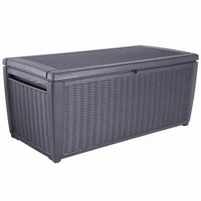 Keter Auflagenbox Sumatra 17199852 | Kissenbox Garten 511L | wetterfest | Sitzbank 2 Personen | Gasdruckfeder