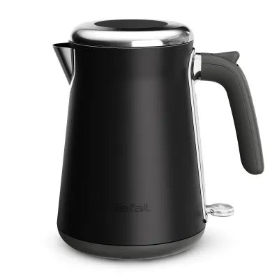 Tefal Wasserkocher KI6668E | Edelstahl | 1,7L | 2400W | Retro Design | Ein-Tassen-Anzeige | Abschaltautomatik | schwarz