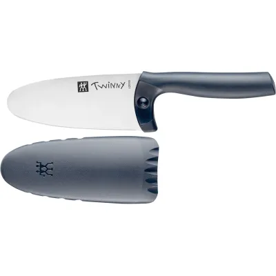 ZWILLING Kinder-Kochmesser Twinny 1009472 | 10 cm Edelstahl | Fingerschutz | Abgerundete Klinge | Kunststoffgriff | Blau