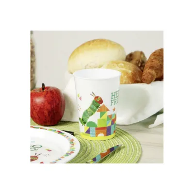 GEDA LABELS Kindergeschirr-Set Raupe Nimmersatt Hello Friend | 3-teilig | spülmaschinengeeignet | bruchsicher | bunt