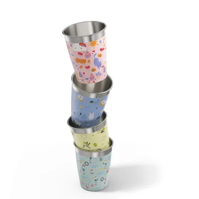 Sigg Kindertrinkbecher Set Daydream 6043.40 | Edelstahlbecher 0,35l 4er | BPA-frei | spülmaschinenfest | recycelbar