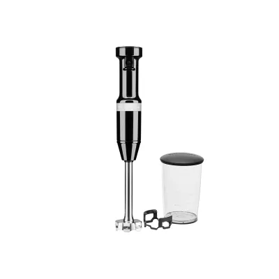 KitchenAid Stabmixer 5KHBV53EOB | 180 Watt | Metallfuß | 4-Klingen-Messer | stufenlos | Mixbecher 700 ml | schwarz