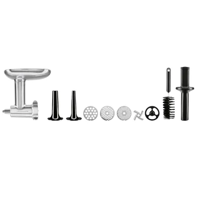 KitchenAid Fleischwolfaufsatz 5KSMMGA für Küchenmaschinen | Ganzmetall | Edelstahl | Zubehör | 2,4 kg | Silber