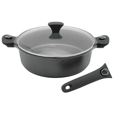 KARL KRÜGER Schmorpfanne Gamma Ø28cm | Aluguss | Glasdeckel abnehmbar | Induktion | Antihaft | Schwarz