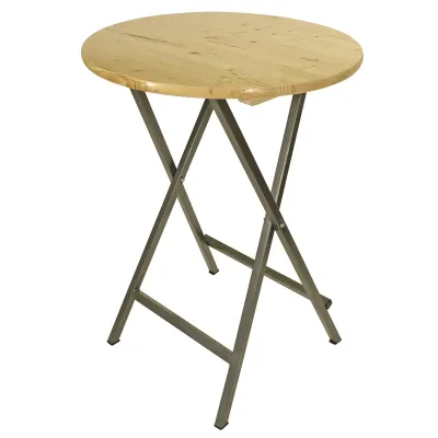 FRG Klapp-Stehtisch Zürich 78cm rund | Bartisch | Nadelholz klar lackiert | UV-beständig | Metallgestell 110,5cm