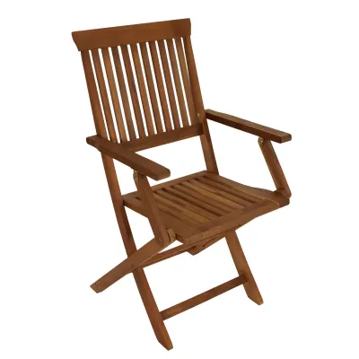 FRG Klappstuhl mit Armlehnen TOBAGO 4er-Set | Akazie geölt | FSC-zertifiziert | Gartenstuhl | Terrassengarten | Holz