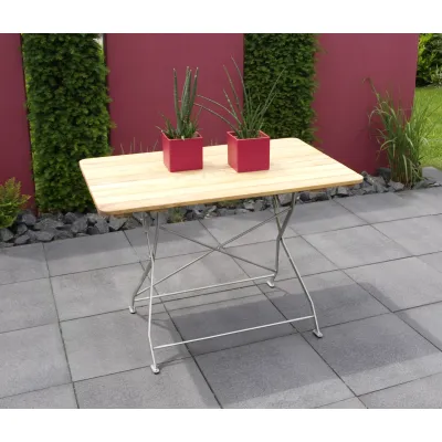 FRG Handels GmbH Gartentisch Klapptisch 9306 | Gartenmöbel | Robinienholz & Flachstahl verzinkt | 110x70 cm