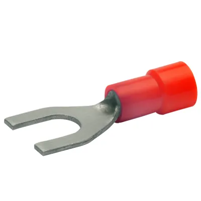 Klauke Quetschkabelschuh 620C4 | M4 Gabel | 0,5-1 mm² | isoliert | Kupfer verzinnt | DIN 46237 | halogenfrei | rot